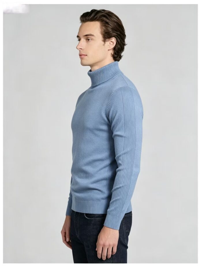 Men's Slim Fit Solid Turtleneck Long Sleeve Knit Sweater Soft Warm Fall Winter Base Layer Pullover - Image 19