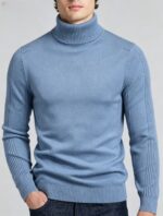Men's Slim Fit Solid Turtleneck Long Sleeve Knit Sweater Soft Warm Fall Winter Base Layer Pullover - Image 21