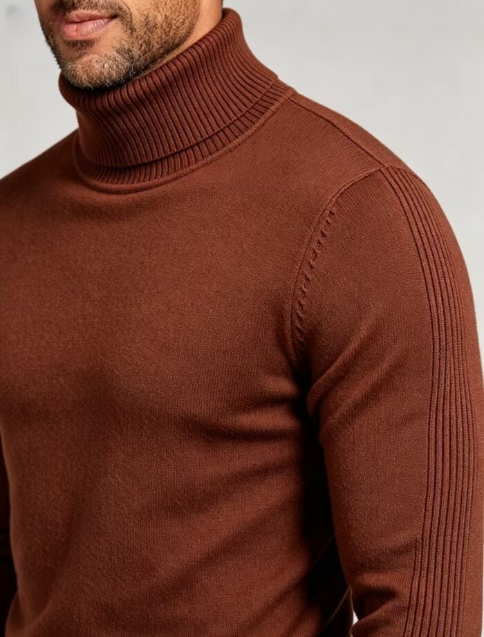 Men's Slim Fit Solid Turtleneck Long Sleeve Knit Sweater Soft Warm Fall Winter Base Layer Pullover - Image 25