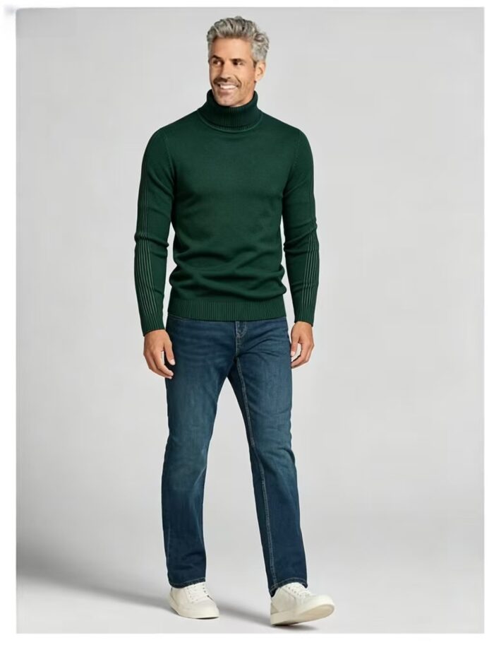Men's Slim Fit Solid Turtleneck Long Sleeve Knit Sweater Soft Warm Fall Winter Base Layer Pullover - Image 26