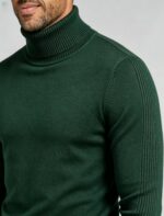 Men's Slim Fit Solid Turtleneck Long Sleeve Knit Sweater Soft Warm Fall Winter Base Layer Pullover - Image 29