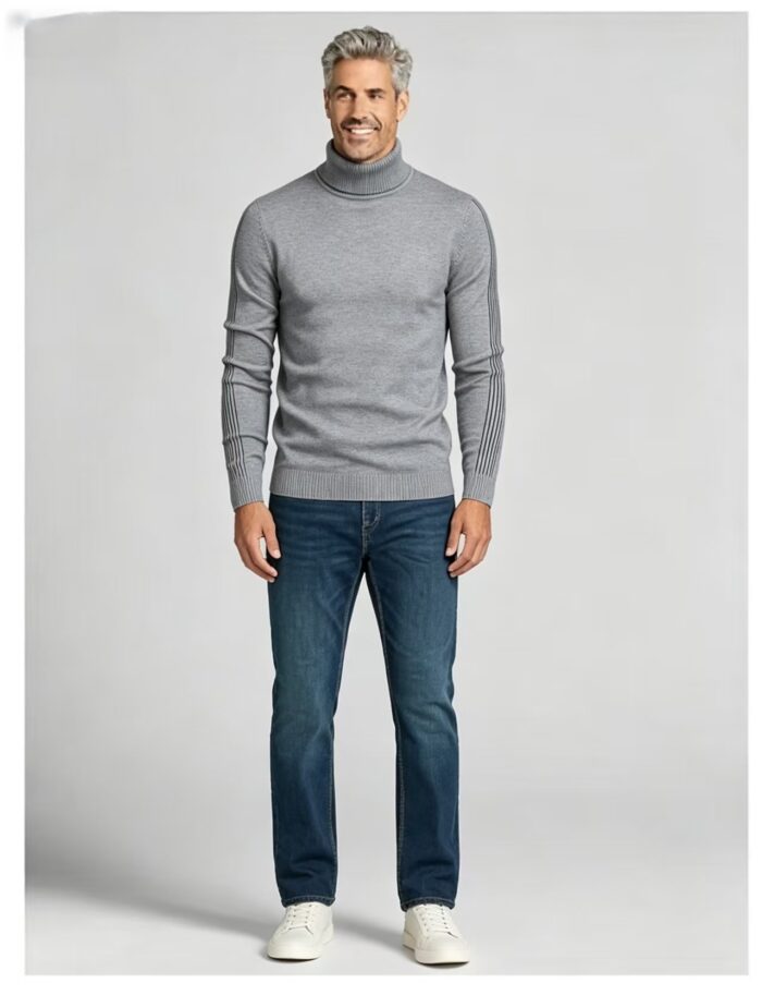 Men's Slim Fit Solid Turtleneck Long Sleeve Knit Sweater Soft Warm Fall Winter Base Layer Pullover - Image 30