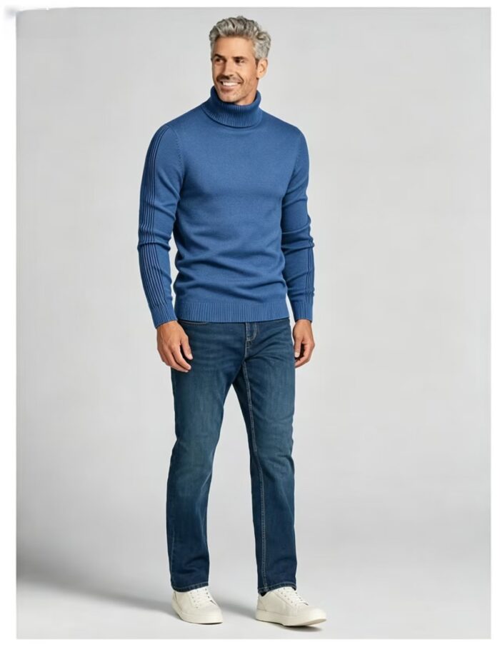 Men's Slim Fit Solid Turtleneck Long Sleeve Knit Sweater Soft Warm Fall Winter Base Layer Pullover - Image 34
