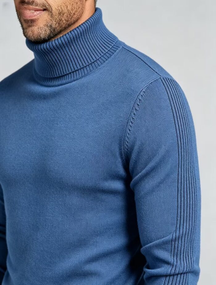 Men's Slim Fit Solid Turtleneck Long Sleeve Knit Sweater Soft Warm Fall Winter Base Layer Pullover - Image 37