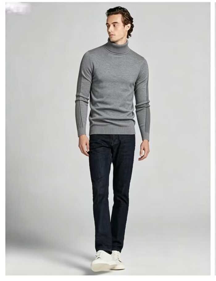 Men's Slim Fit Solid Turtleneck Long Sleeve Knit Sweater Soft Warm Fall Winter Base Layer Pullover - Image 38