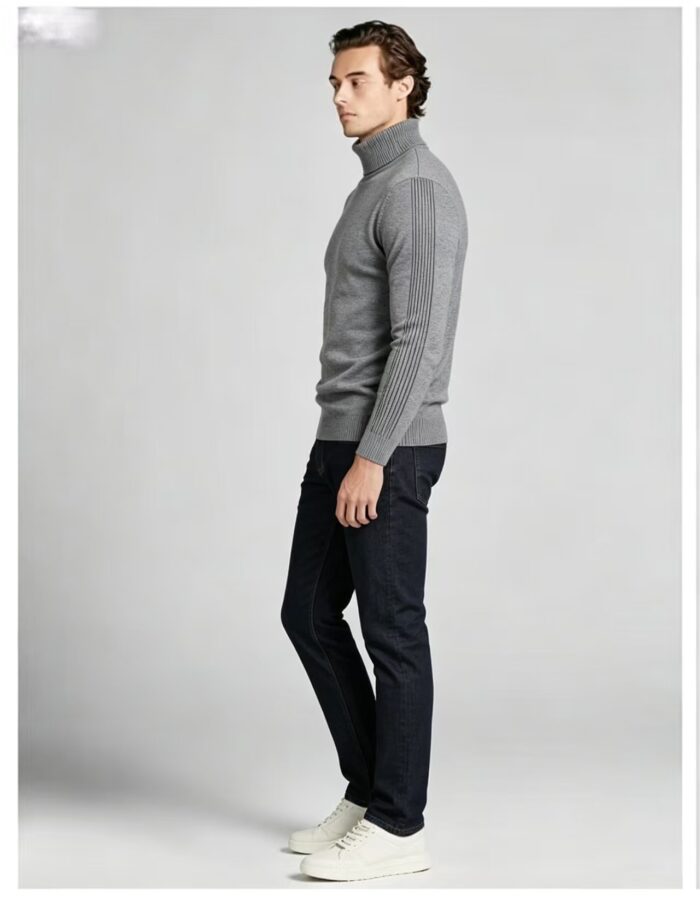 Men's Slim Fit Solid Turtleneck Long Sleeve Knit Sweater Soft Warm Fall Winter Base Layer Pullover - Image 39