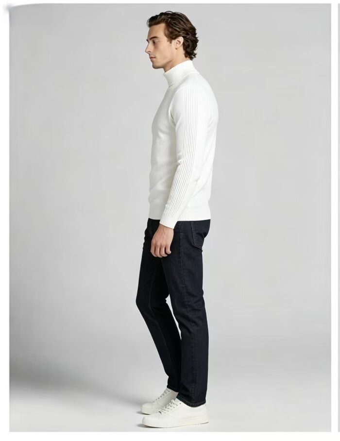 Men's Slim Fit Solid Turtleneck Long Sleeve Knit Sweater Soft Warm Fall Winter Base Layer Pullover - Image 42