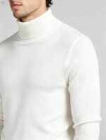 Men's Slim Fit Solid Turtleneck Long Sleeve Knit Sweater Soft Warm Fall Winter Base Layer Pullover - Image 44