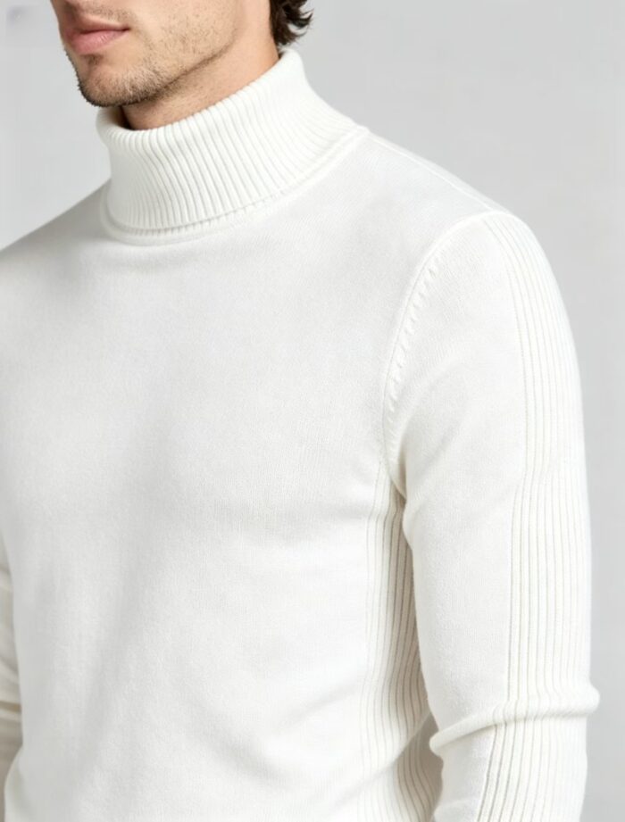 Men's Slim Fit Solid Turtleneck Long Sleeve Knit Sweater Soft Warm Fall Winter Base Layer Pullover - Image 44