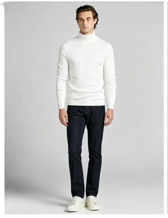 Men's Slim Fit Solid Turtleneck Long Sleeve Knit Sweater Soft Warm Fall Winter Base Layer Pullover - Image 45