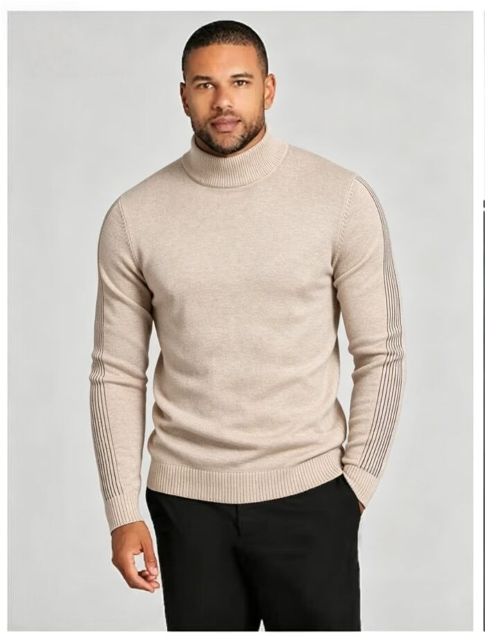 Men's Slim Fit Solid Turtleneck Long Sleeve Knit Sweater Soft Warm Fall Winter Base Layer Pullover - Image 50