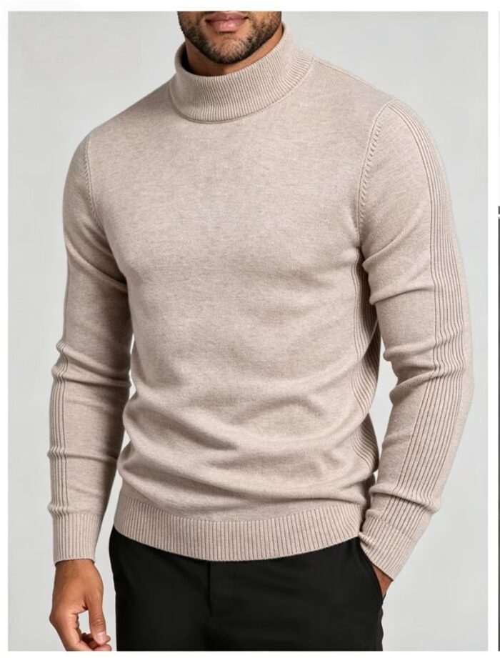 Men's Slim Fit Solid Turtleneck Long Sleeve Knit Sweater Soft Warm Fall Winter Base Layer Pullover - Image 53