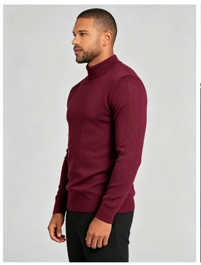 Men's Slim Fit Solid Turtleneck Long Sleeve Knit Sweater Soft Warm Fall Winter Base Layer Pullover - Image 54