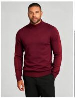 Men's Slim Fit Solid Turtleneck Long Sleeve Knit Sweater Soft Warm Fall Winter Base Layer Pullover - Image 55