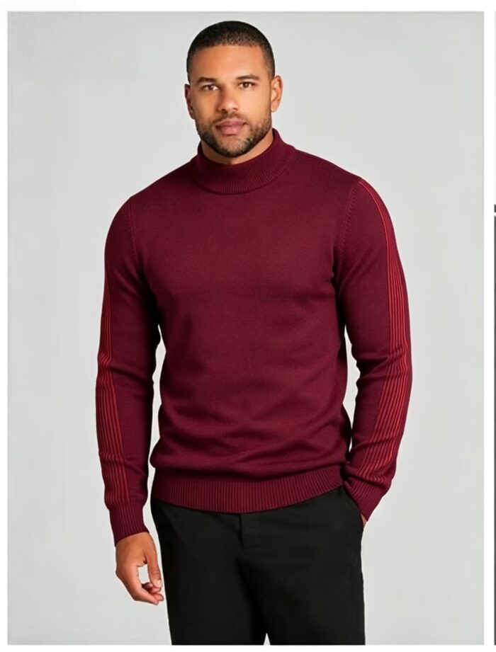 Men's Slim Fit Solid Turtleneck Long Sleeve Knit Sweater Soft Warm Fall Winter Base Layer Pullover - Image 55