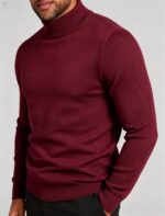 Men's Slim Fit Solid Turtleneck Long Sleeve Knit Sweater Soft Warm Fall Winter Base Layer Pullover - Image 57