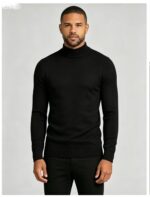 Men's Slim Fit Solid Turtleneck Long Sleeve Knit Sweater Soft Warm Fall Winter Base Layer Pullover - Image 61