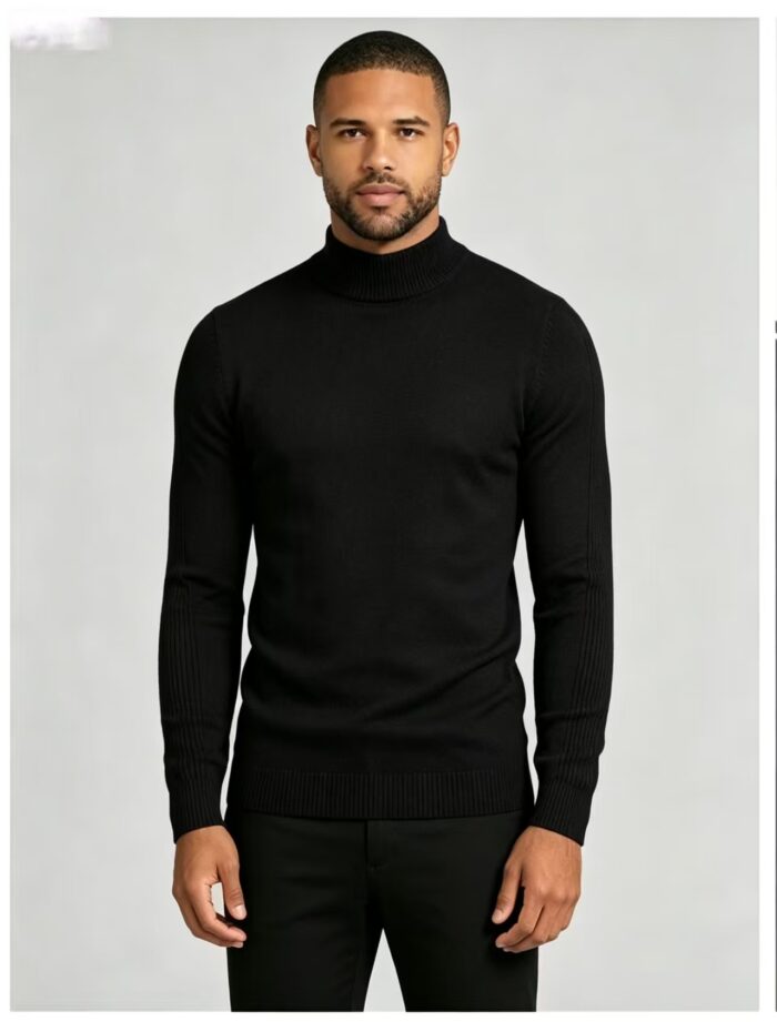 Men's Slim Fit Solid Turtleneck Long Sleeve Knit Sweater Soft Warm Fall Winter Base Layer Pullover - Image 61