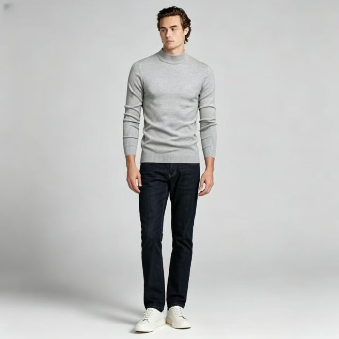 Men's Slim Fit Solid Turtleneck Long Sleeve Knit Sweater Soft Warm Fall Winter Base Layer Pullover - Image 62