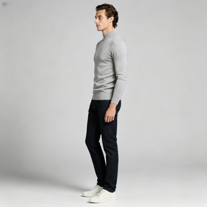 Men's Slim Fit Solid Turtleneck Long Sleeve Knit Sweater Soft Warm Fall Winter Base Layer Pullover - Image 64