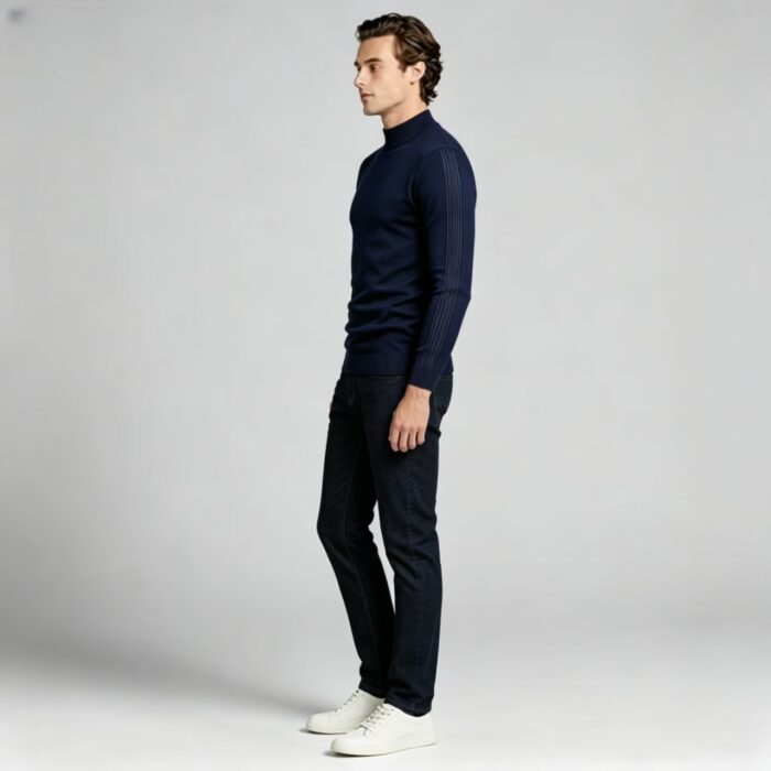 Men's Slim Fit Solid Turtleneck Long Sleeve Knit Sweater Soft Warm Fall Winter Base Layer Pullover - Image 69