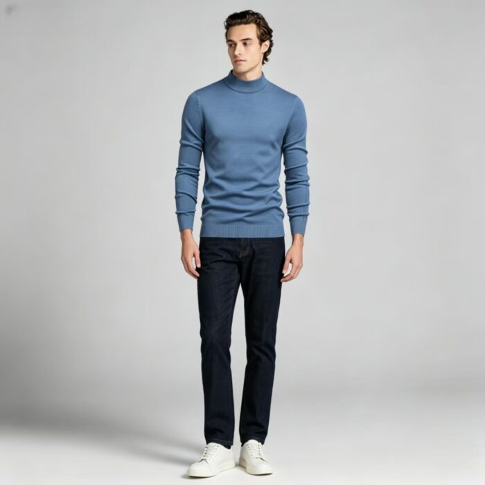 Men's Slim Fit Solid Turtleneck Long Sleeve Knit Sweater Soft Warm Fall Winter Base Layer Pullover - Image 70