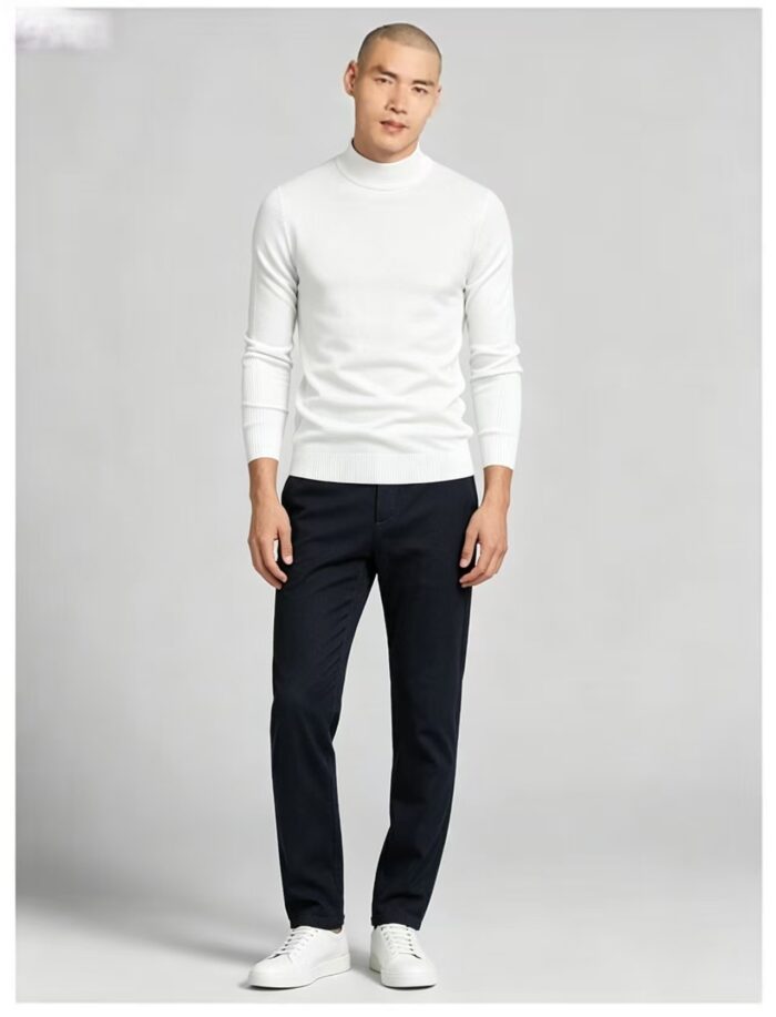 Men's Slim Fit Solid Turtleneck Long Sleeve Knit Sweater Soft Warm Fall Winter Base Layer Pullover - Image 74