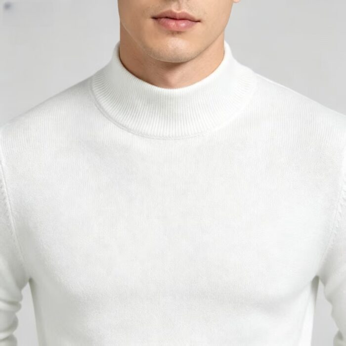 Men's Slim Fit Solid Turtleneck Long Sleeve Knit Sweater Soft Warm Fall Winter Base Layer Pullover - Image 77