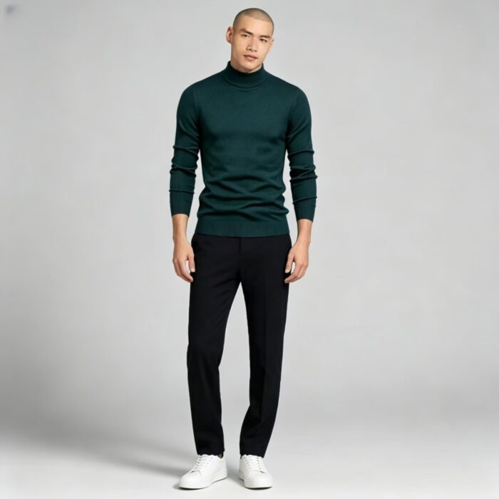 Men's Slim Fit Solid Turtleneck Long Sleeve Knit Sweater Soft Warm Fall Winter Base Layer Pullover - Image 78