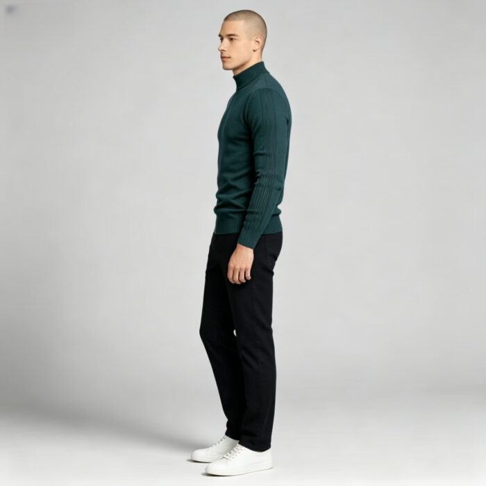 Men's Slim Fit Solid Turtleneck Long Sleeve Knit Sweater Soft Warm Fall Winter Base Layer Pullover - Image 80