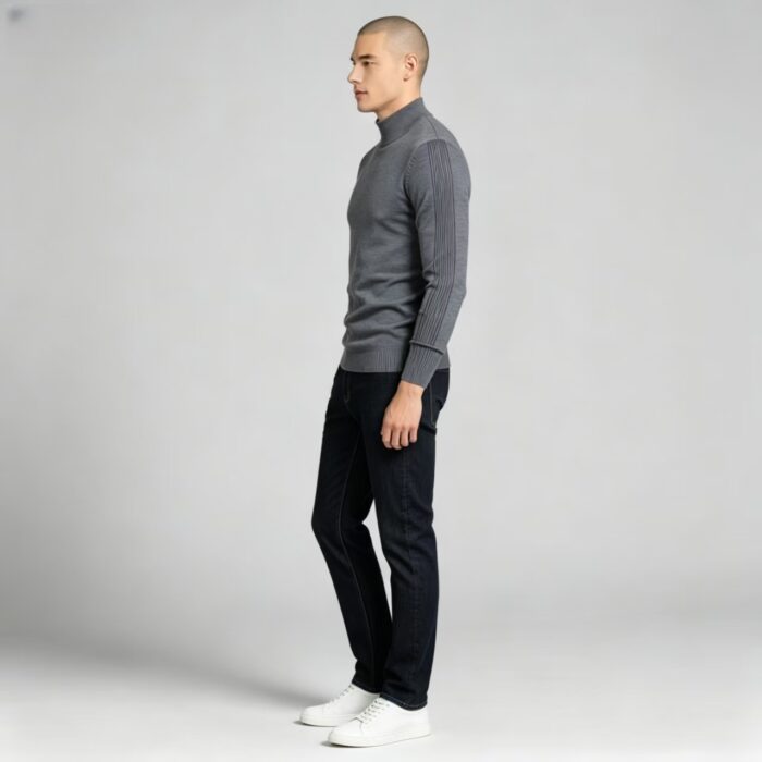 Men's Slim Fit Solid Turtleneck Long Sleeve Knit Sweater Soft Warm Fall Winter Base Layer Pullover - Image 84