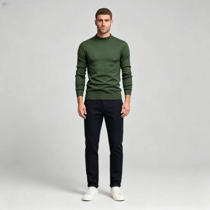 Men's Slim Fit Solid Turtleneck Long Sleeve Knit Sweater Soft Warm Fall Winter Base Layer Pullover - Image 86