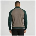Men's Raglan Color Block Zip Up Knit Cardigan Striped Rib Collar Cuff Warm Spring Fall Casual Jacket Sweater - Image 5