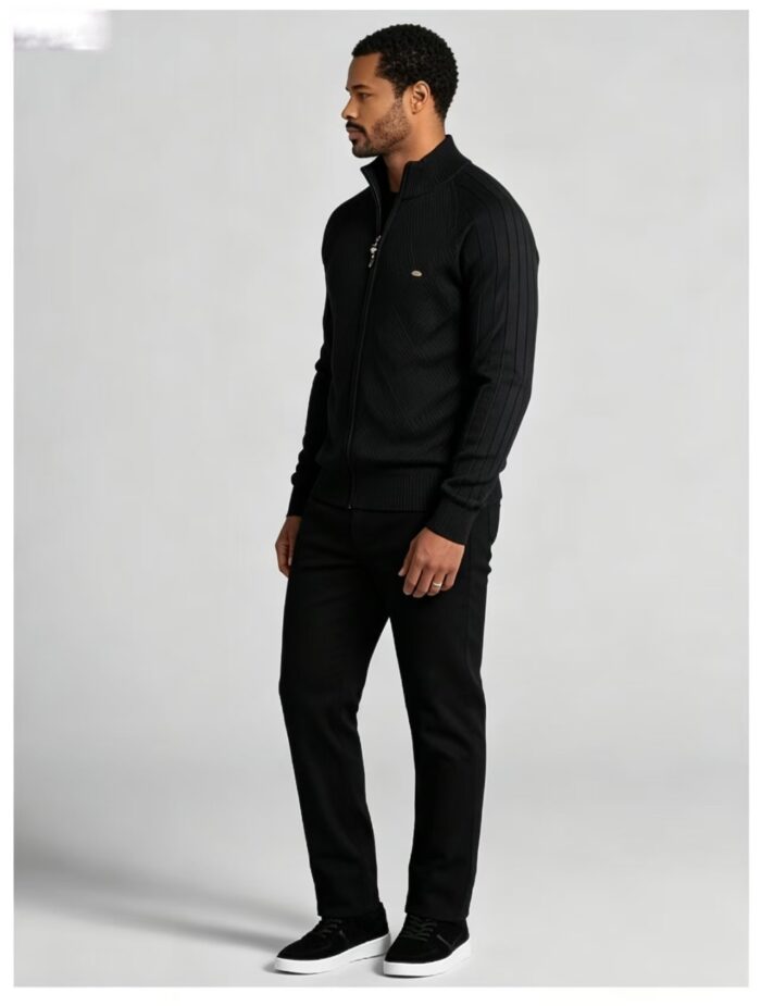 Men's Raglan Color Block Zip Up Knit Cardigan Striped Rib Collar Cuff Warm Spring Fall Casual Jacket Sweater - Image 23