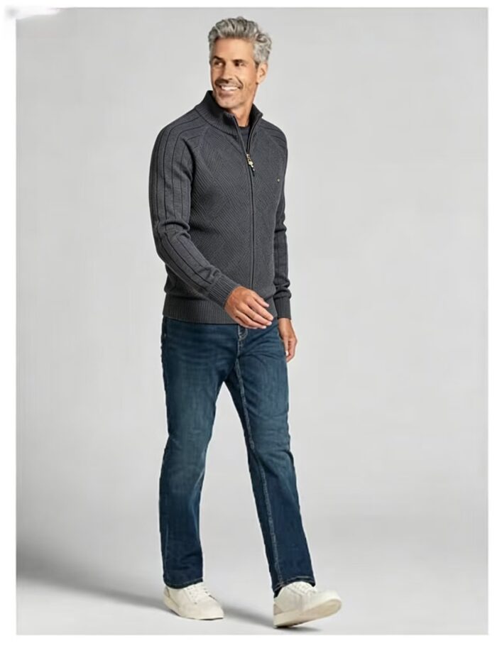 Men's Raglan Color Block Zip Up Knit Cardigan Striped Rib Collar Cuff Warm Spring Fall Casual Jacket Sweater - Image 36