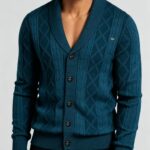 Men's Raglan Color Block Zip Up Knit Cardigan Striped Rib Collar Cuff Warm Spring Fall Casual Jacket Sweater