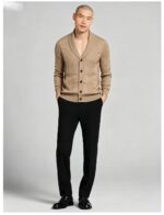 Men's Raglan Color Block Zip Up Knit Cardigan Striped Rib Collar Cuff Warm Spring Fall Casual Jacket Sweater - Image 66