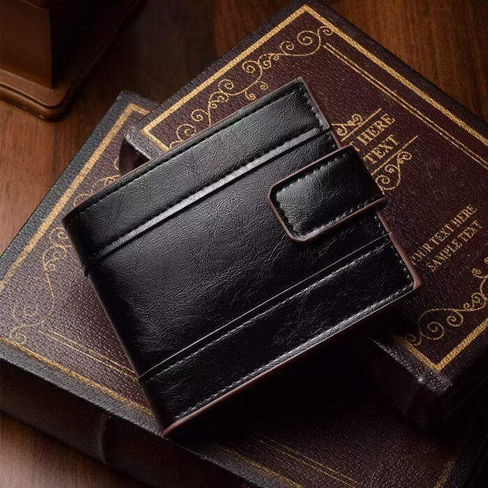 Men's Stripe Patch Snap Flap Leather Bifold Wallet RFID Blocking Multi Card Slot Cash ID Purse - Image 9