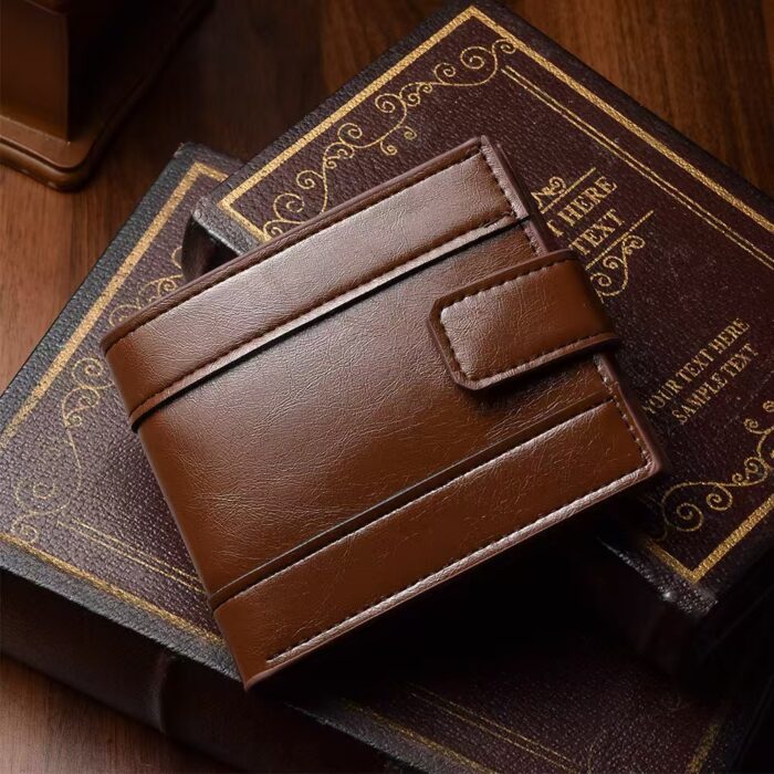 Men's Stripe Patch Snap Flap Leather Bifold Wallet RFID Blocking Multi Card Slot Cash ID Purse - Image 10