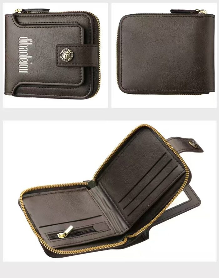 Vintage Crackle Leather Zip Around Small Wallet RFID Blocking Multi Card Coin ID Purse With Snap Flap - Image 5