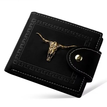Western Cow Skull RFID Snap Bifold Wallet