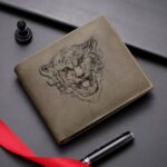 Men's Retro Embossed Tiger RFID Protective Bifold Wallet Multi Compartment Daily Travel Cash Card Organizer