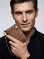 Men's Wearable Anti-Lost Chain RFID Trifold Wallet Multi Compartment Coin Card Cash Travel Organizer - Image 25