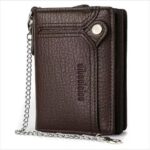 Men's Wearable Anti-Lost Chain RFID Trifold Wallet Multi Compartment Coin Card Cash Travel Organizer - Image 15