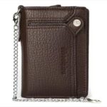 Men's Wearable Anti-Lost Chain RFID Trifold Wallet Multi Compartment Coin Card Cash Travel Organizer - Image 13