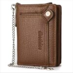 Men's Wearable Anti-Lost Chain RFID Trifold Wallet Multi Compartment Coin Card Cash Travel Organizer - Image 10