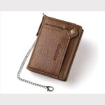 Men's Wearable Anti-Lost Chain RFID Trifold Wallet Multi Compartment Coin Card Cash Travel Organizer - Image 7