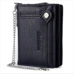 Men's Wearable Anti-Lost Chain RFID Trifold Wallet Multi Compartment Coin Card Cash Travel Organizer - Image 5