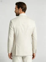 Men's 2 Piece Slim Fit Suit Two-Button Notch Lapel Linen-Blend Business Wedding Casual Suit Set - Image 3