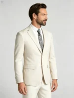 Men's 2 Piece Slim Fit Suit Two-Button Notch Lapel Linen-Blend Business Wedding Casual Suit Set - Image 5